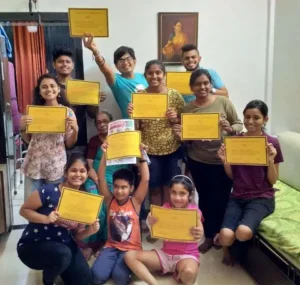 Students showing off their certificates